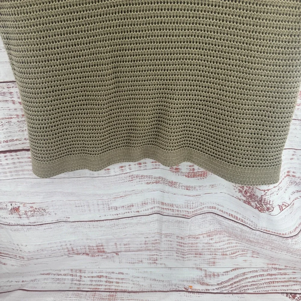 Abercrombie & Fitch Polo Shirt Mens Medium Taupe Brown Crochet Open Stitch